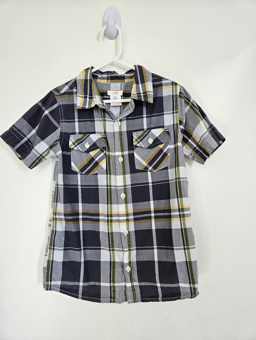 Joe Fresh Boys Plaid Short Sleeve Button Down Shirt Size S 6-7